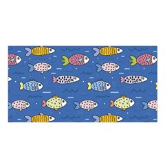 Sea Fish Blue Submarine Animal Satin Shawl 45  X 80  by Proyonanggan