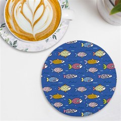 Sea Fish Blue Submarine Animal Uv Print Round Tile Coaster by Proyonanggan