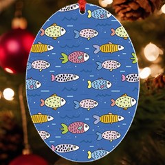 Sea Fish Blue Submarine Animal Uv Print Acrylic Ornament Oval by Proyonanggan