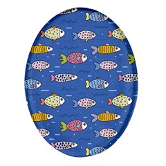 Sea Fish Blue Submarine Animal Oval Glass Fridge Magnet (4 Pack) by Proyonanggan