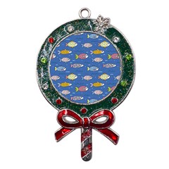 Sea Fish Blue Submarine Animal Metal X mas Lollipop With Crystal Ornament