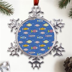 Sea Fish Blue Submarine Animal Metal Large Snowflake Ornament by Proyonanggan