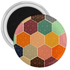 Abstract Hex Hexagon Grid Pattern Honeycomb 3  Magnets by Proyonanggan