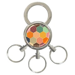 Abstract Hex Hexagon Grid Pattern Honeycomb 3-ring Key Chain by Proyonanggan