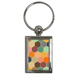 Abstract Hex Hexagon Grid Pattern Honeycomb Key Chain (rectangle) by Proyonanggan