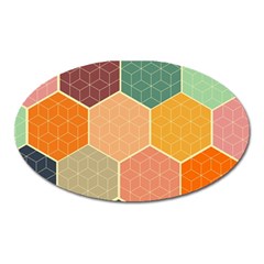 Abstract Hex Hexagon Grid Pattern Honeycomb Oval Magnet by Proyonanggan