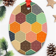 Abstract Hex Hexagon Grid Pattern Honeycomb Oval Ornament (two Sides)