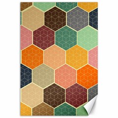 Abstract Hex Hexagon Grid Pattern Honeycomb Canvas 12  X 18  by Proyonanggan