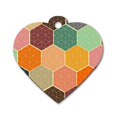 Abstract Hex Hexagon Grid Pattern Honeycomb Dog Tag Heart (two Sides) by Proyonanggan