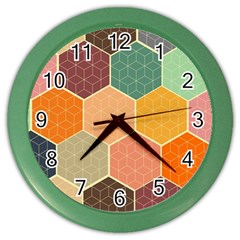 Abstract Hex Hexagon Grid Pattern Honeycomb Color Wall Clock by Proyonanggan