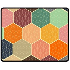 Abstract Hex Hexagon Grid Pattern Honeycomb Fleece Blanket (medium) by Proyonanggan