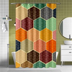 Abstract Hex Hexagon Grid Pattern Honeycomb Shower Curtain 48  X 72  (small)  by Proyonanggan