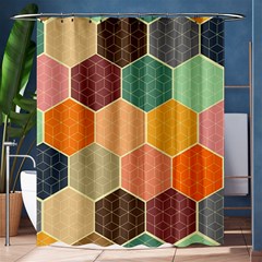 Abstract Hex Hexagon Grid Pattern Honeycomb Shower Curtain 60  X 72  (medium)  by Proyonanggan