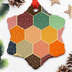 Abstract Hex Hexagon Grid Pattern Honeycomb Snowflake Ornament (two Sides)