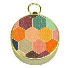 Abstract Hex Hexagon Grid Pattern Honeycomb Gold Compasses by Proyonanggan