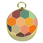 Abstract Hex Hexagon Grid Pattern Honeycomb Gold Compasses Front