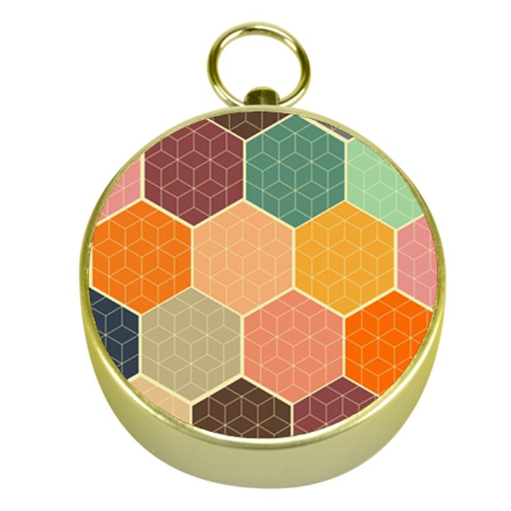 Abstract Hex Hexagon Grid Pattern Honeycomb Gold Compasses