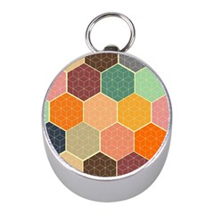 Abstract Hex Hexagon Grid Pattern Honeycomb Mini Silver Compasses by Proyonanggan