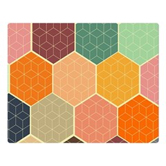 Abstract Hex Hexagon Grid Pattern Honeycomb Two Sides Premium Plush Fleece Blanket (large) by Proyonanggan