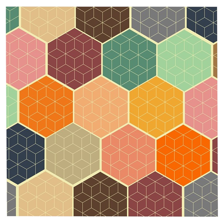 Abstract Hex Hexagon Grid Pattern Honeycomb Wooden Puzzle Square