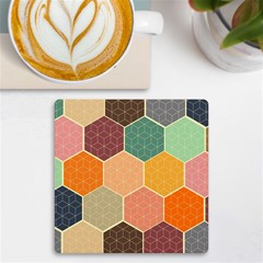 Abstract Hex Hexagon Grid Pattern Honeycomb Uv Print Square Tile Coaster  by Proyonanggan