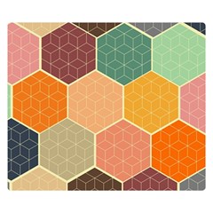 Abstract Hex Hexagon Grid Pattern Honeycomb Premium Plush Fleece Blanket (small) by Proyonanggan