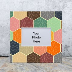 Abstract Hex Hexagon Grid Pattern Honeycomb White Box Photo Frame 4  X 6  by Proyonanggan