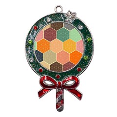 Abstract Hex Hexagon Grid Pattern Honeycomb Metal X mas Lollipop With Crystal Ornament by Proyonanggan