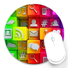 Colorful 3d Social Media Round Mousepad by Ket1n9