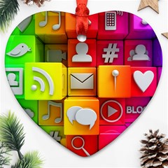 Colorful 3d Social Media Ornament (heart) by Ket1n9