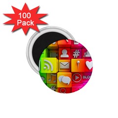 Colorful 3d Social Media 1 75  Magnets (100 Pack)  by Ket1n9