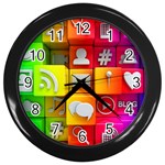 Colorful 3d Social Media Wall Clock (Black) Front