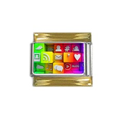 Colorful 3d Social Media Gold Trim Italian Charm (9mm) by Ket1n9