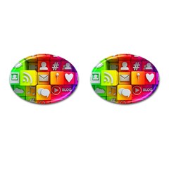 Colorful 3d Social Media Cufflinks (oval) by Ket1n9