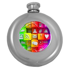 Colorful 3d Social Media Round Hip Flask (5 Oz) by Ket1n9