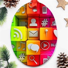 Colorful 3d Social Media Oval Ornament (two Sides)