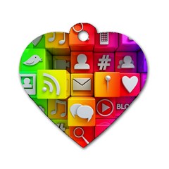 Colorful 3d Social Media Dog Tag Heart (one Side) by Ket1n9