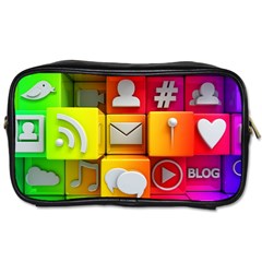 Colorful 3d Social Media Toiletries Bag (two Sides) by Ket1n9