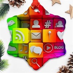 Colorful 3d Social Media Snowflake Ornament (two Sides)