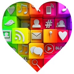 Colorful 3d Social Media Wooden Puzzle Heart by Ket1n9