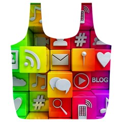 Colorful 3d Social Media Full Print Recycle Bag (xxl) by Ket1n9