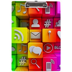 Colorful 3d Social Media A4 Acrylic Clipboard by Ket1n9