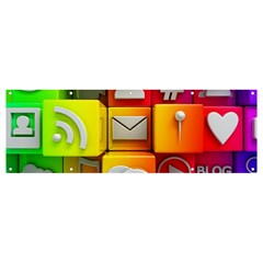 Colorful 3d Social Media Banner And Sign 12  X 4  by Ket1n9