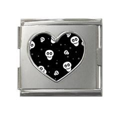 Skull Pattern Mega Link Heart Italian Charm (18mm)