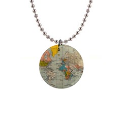 Vintage World Map 1  Button Necklace by Ket1n9