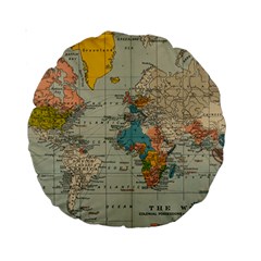 Vintage World Map Standard 15  Premium Round Cushions