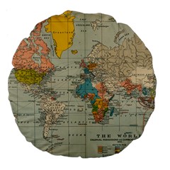 Vintage World Map Large 18  Premium Flano Round Cushions by Ket1n9