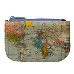 Vintage World Map Large Coin Purse by Ket1n9