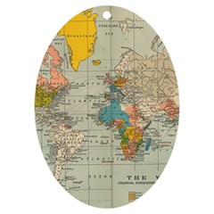 Vintage World Map Uv Print Acrylic Ornament Oval by Ket1n9