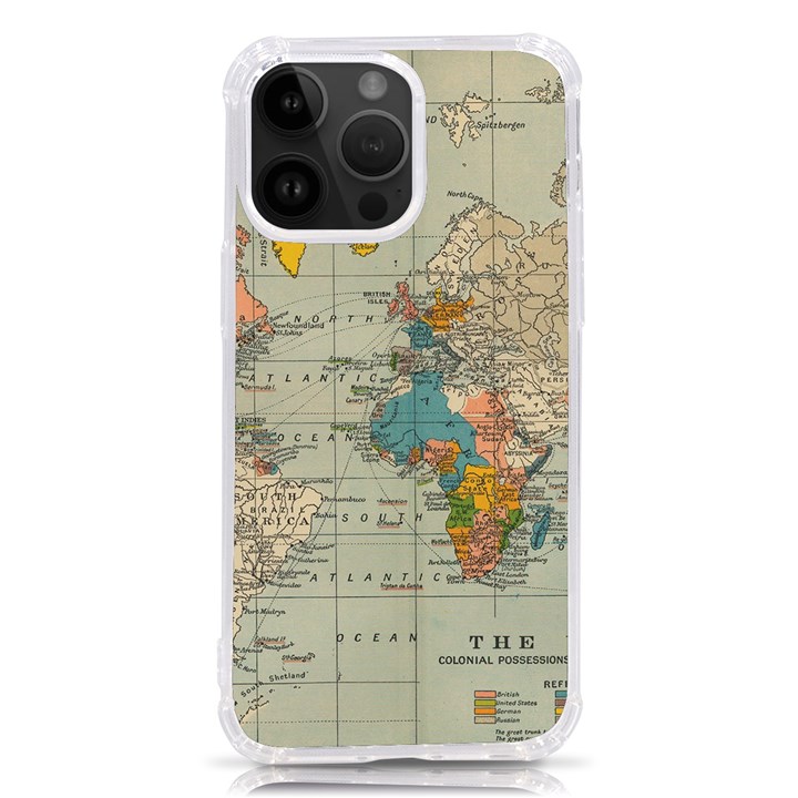 Vintage World Map iPhone 14 Pro Max TPU UV Print Case